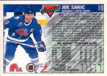 1993-94 O-Pee-Chee Premier #10 Joe Sakic Back
