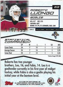 2000-01 Topps Gold Label - Class 3 Gold #63 Roberto Luongo Back