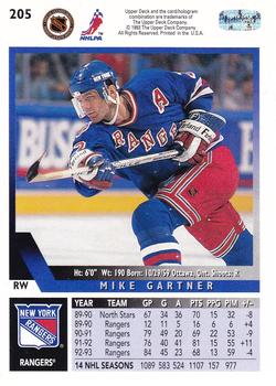 1993-94 Upper Deck #205 Mike Gartner Back