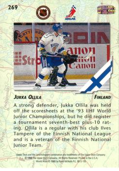 1993-94 Upper Deck #269 Jukka Ollila Back