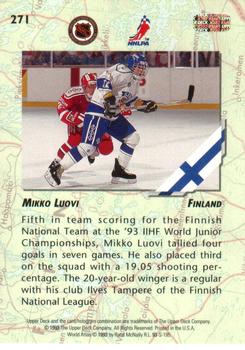 1993-94 Upper Deck #271 Mikko Luovi Back