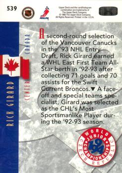1993-94 Upper Deck #539 Rick Girard Back