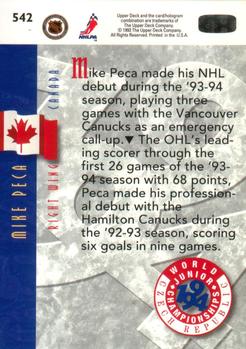 1993-94 Upper Deck #542 Mike Peca Back