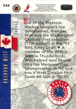 1993-94 Upper Deck #544 Brendan Witt Back