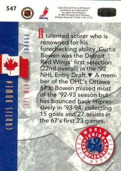 1993-94 Upper Deck #547 Curtis Bowen Back
