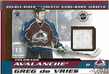2001-02 Pacific Vanguard - Double-Sided Authentic Game-Worn Jerseys #37 Greg DeVries / Eric Messier Front