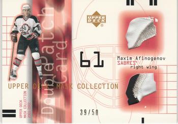 2001-02 Upper Deck Mask Collection - Double Patches #DP-MA Maxim Afinogenov Front