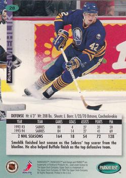 1994-95 Parkhurst #28 Richard Smehlik Back