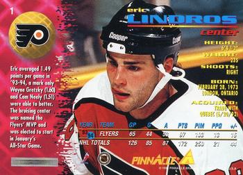 1994-95 Pinnacle #1 Eric Lindros Back