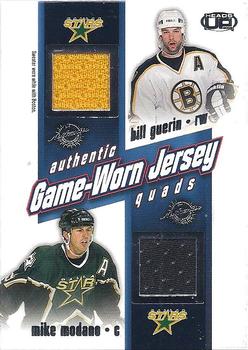 2002-03 Pacific Heads Up - Game-Worn Jersey Quads #29 Bill Guerin / Mike Modano / Brett Hull / Brian Leetch Front