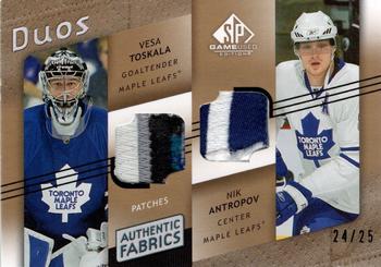 2008-09 SP Game Used - Authentic Fabrics Duos Patches #AF2-AN Vesa Toskala / Nik Antropov  Front