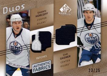 2008-09 SP Game Used - Authentic Fabrics Duos Patches #AF2-HG Shawn Horcoff / Sam Gagner  Front
