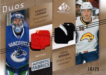 2008-09 SP Game Used - Authentic Fabrics Duos Patches #AF2-LB Roberto Luongo / Steve Bernier  Front