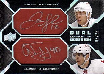 2008-09 UD Black - Marks of Obsidian Autographs Patches Duals #MO2-IT Jarome Iginla / Alex Tanguay  Front