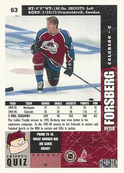 1996-97 Collector's Choice #63 Peter Forsberg Back