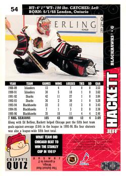 1996-97 Collector's Choice #54 Jeff Hackett Back
