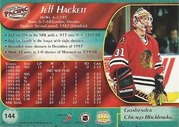 1998-99 Pacific #144 Jeff Hackett Back