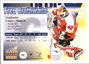 2000-01 Pacific Aurora #22 Fred Brathwaite Back