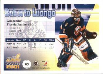 2000-01 Pacific Aurora #63 Roberto Luongo Back