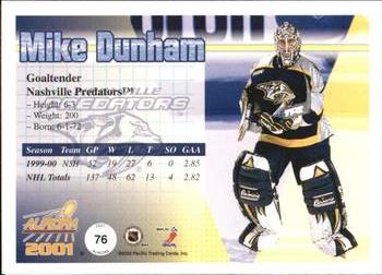 2000-01 Pacific Aurora #76 Mike Dunham Back