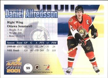 2000-01 Pacific Aurora #99 Daniel Alfredsson Back