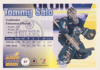 2000-01 Pacific Aurora #57 Tommy Salo Back