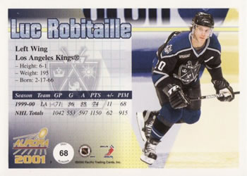 2000-01 Pacific Aurora #68 Luc Robitaille Back