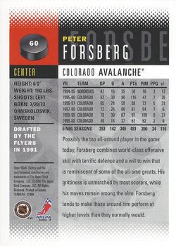 2000-01 Upper Deck Victory #60 Peter Forsberg Back