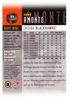 2000-01 Upper Deck Victory #51 Tony Amonte Back