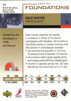 2002-03 Upper Deck Foundations #77 Dale Hunter Back