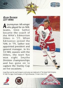 1992-93 Upper Deck All-Star Locker Series #49 Glen Sather Back