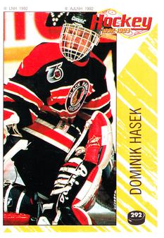 1992-93 Panini Hockey Stickers (French) #292 Dominik Hasek  Front