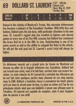 1994 Parkhurst Missing Link 1956-57 #69 Dollard St. Laurent Back