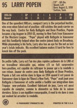 1994 Parkhurst Missing Link 1956-57 #95 Larry Popein Back