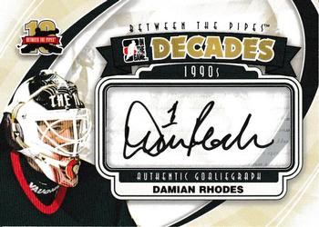 2011-12 In The Game Between The Pipes - Authentic Goaliegraph #A-DR1 Damian Rhodes Front
