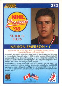 1990-91 Score Canadian #383 Nelson Emerson Back