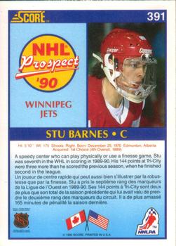 1990-91 Score Canadian #391 Stu Barnes Back
