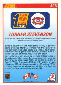 1990-91 Score Canadian #426 Turner Stevenson Back
