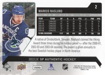 2013-14 SP Authentic #2 Markus Naslund Back