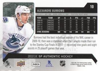 2013-14 SP Authentic #10 Alexandre Burrows Back
