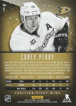 2013-14 Panini Playbook #3 Corey Perry Back