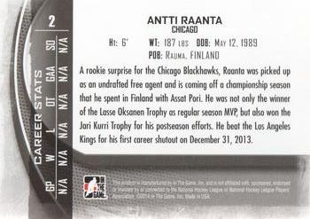 2013-14 In The Game Between the Pipes #2 Antti Raanta Back