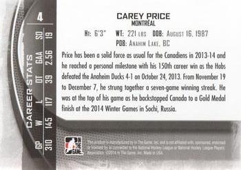 2013-14 In The Game Between the Pipes #4 Carey Price Back