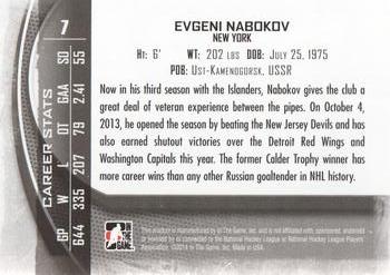2013-14 In The Game Between the Pipes #7 Evgeni Nabokov Back