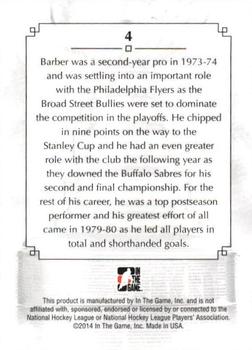 2013-14 In The Game Lord Stanley's Mug #4 Bill Barber Back