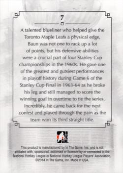 2013-14 In The Game Lord Stanley's Mug #7 Bob Baun Back