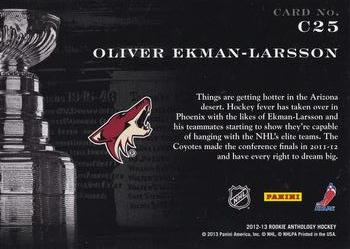 2012-13 Panini Rookie Anthology - Cup Contenders #C25 Oliver Ekman-Larsson Back