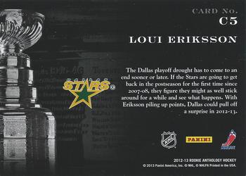 2012-13 Panini Rookie Anthology - Cup Contenders #C5 Loui Eriksson Back