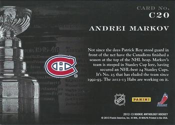 2012-13 Panini Rookie Anthology - Cup Contenders #C20 Andrei Markov Back