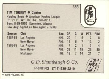 1989-90 ProCards AHL #353 Tim Tookey Back